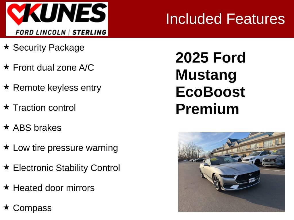 Used 2025 Ford Mustang Premium w/ Wheel & Stripe Package RWD image 2