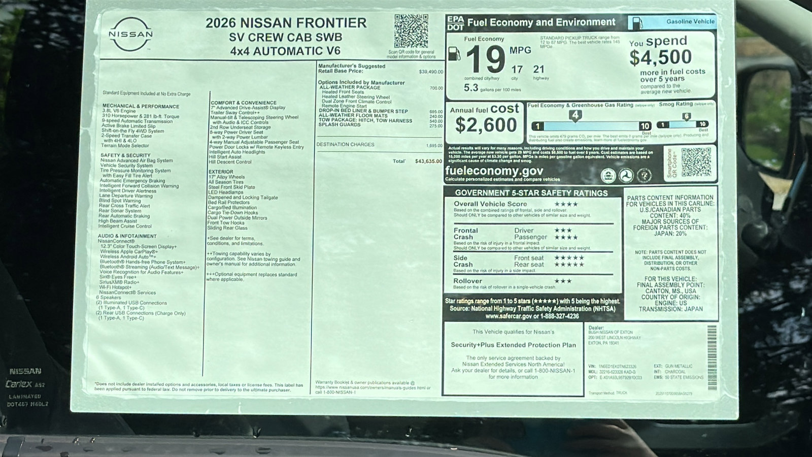 New 2026 Nissan Frontier SV w/ All-Weather Content Package AWD/4WD image 11