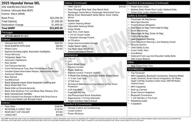 Used 2025 Hyundai Venue SEL FWD image 18