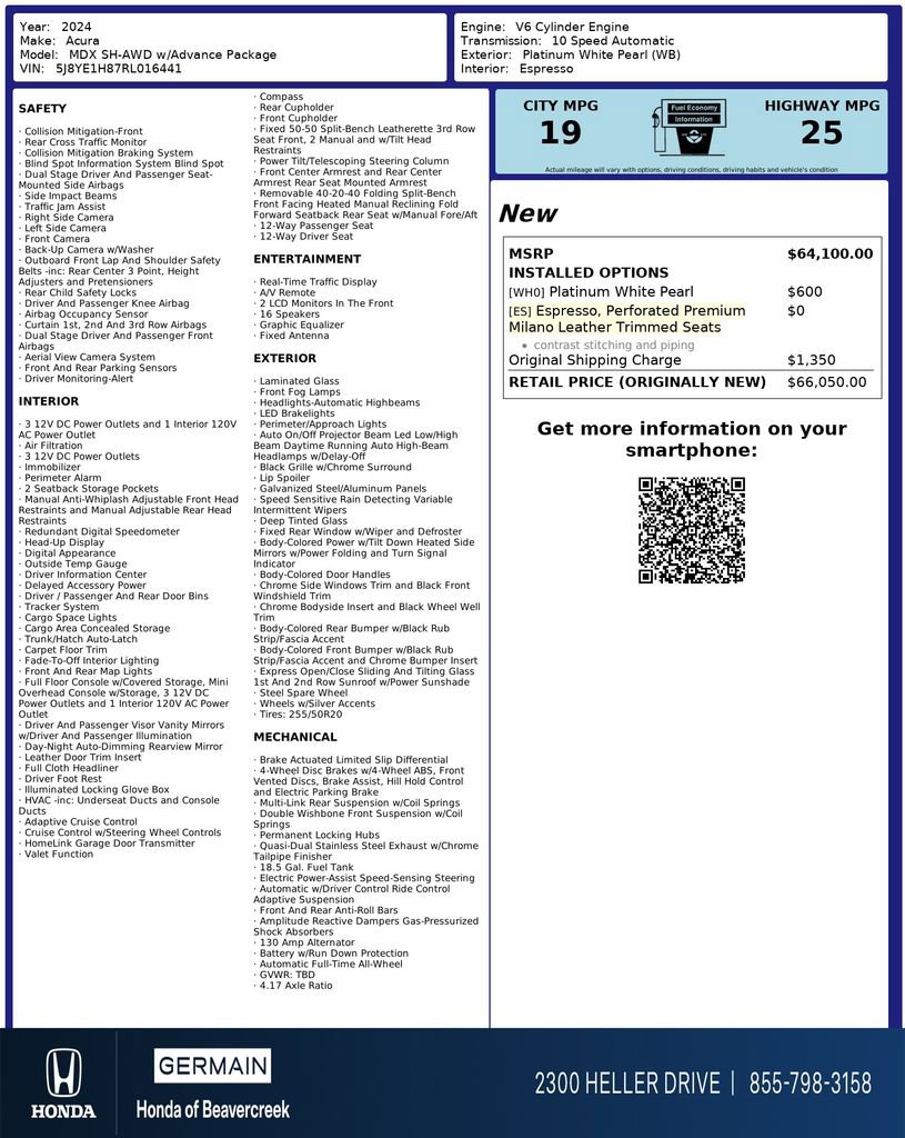 Used 2024 Acura MDX SH-AWD w/ Advance Package image 33