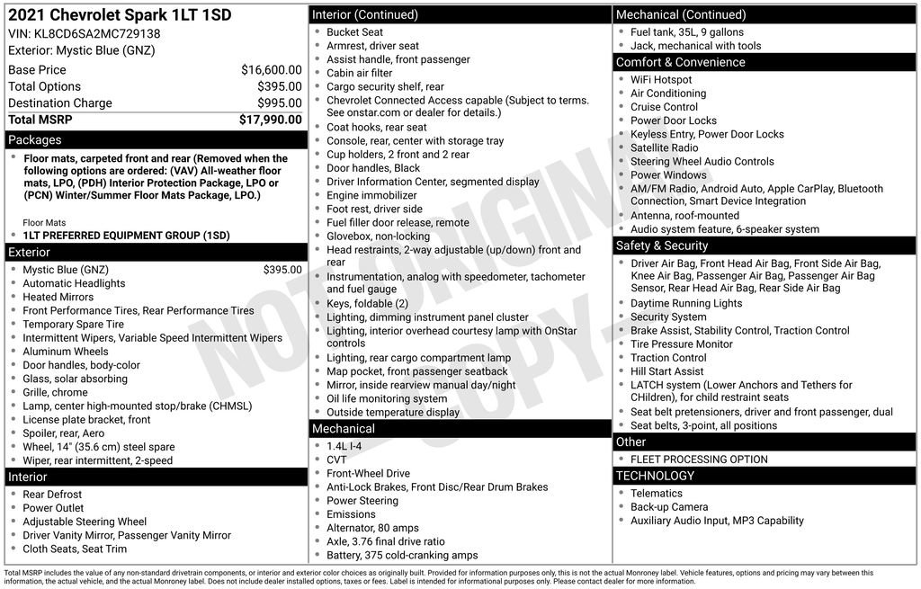Used 2021 Chevrolet Spark LT image 8