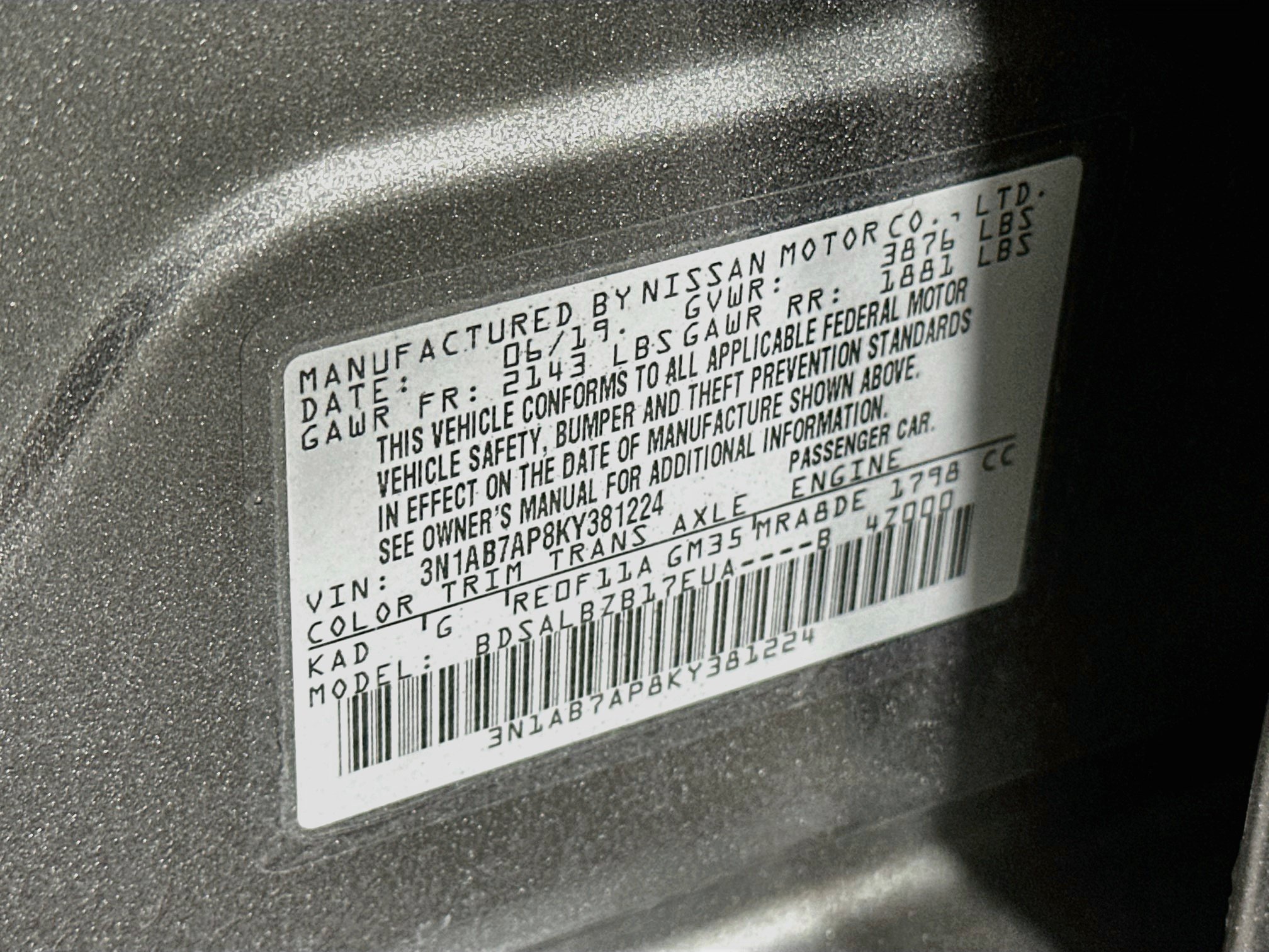 Used 2019 Nissan Sentra S FWD image 12