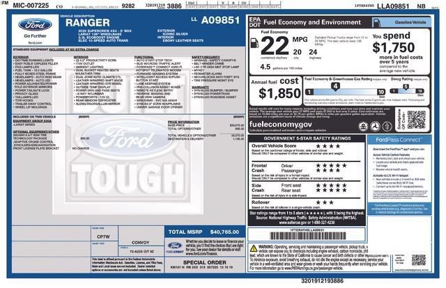 Certified 2020 Ford Ranger Lariat w/ Technology Package AWD/4WD image 7