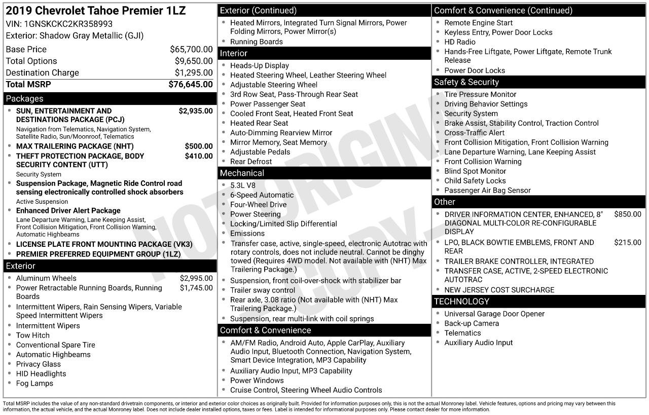 Used 2019 Chevrolet Tahoe Premier AWD/4WD image 4