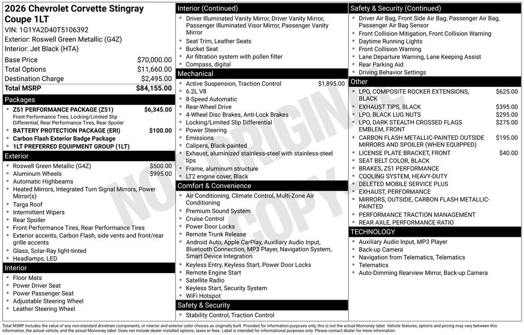 Used 2026 Chevrolet Corvette Stingray Coupe w/ Z51 Performance Package image 21