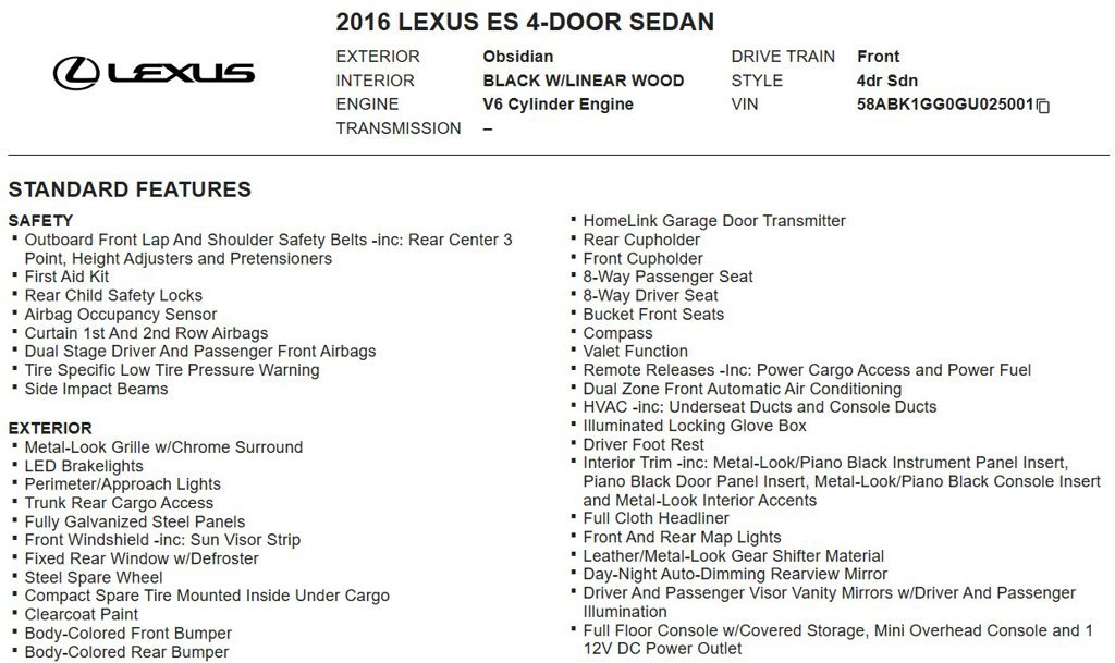Used 2016 Lexus ES 350 FWD image 17