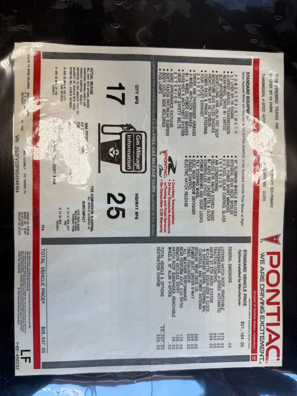 Used 1995 Pontiac Firebird Trans Am RWD image 19