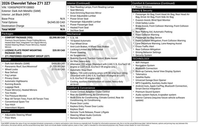 Used 2026 Chevrolet Tahoe Z71 w/ Comfort Package AWD/4WD image 20