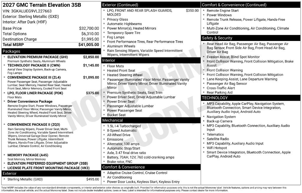 New 2027 GMC Terrain Elevation w/ Elevation Premium Package AWD/4WD image 26