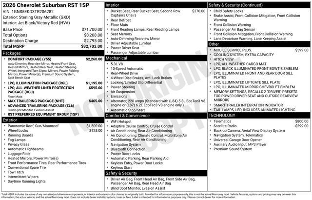 New 2026 Chevrolet Suburban RST w/ Comfort Package image 4