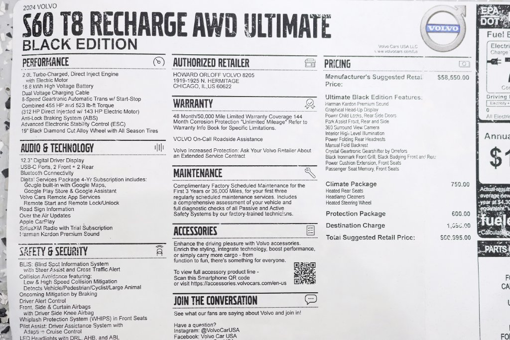 Used 2024 Volvo S60 T8 Ultimate w/ Climate Package AWD/4WD image 2