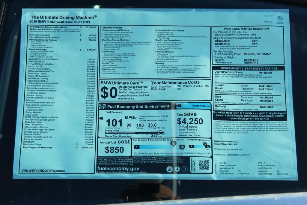 New 2026 BMW i4 xDrive40i w/ Premium Package AWD/4WD image 2