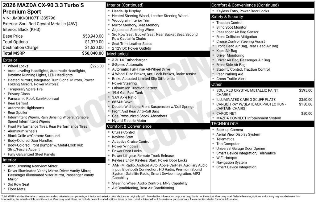New 2026 MAZDA CX-90 3.3 Turbo S w/ Premium Package AWD/4WD image 4