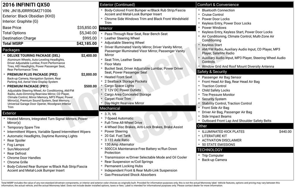 Used 2016 INFINITI QX50 AWD w/ Deluxe Touring Package image 31