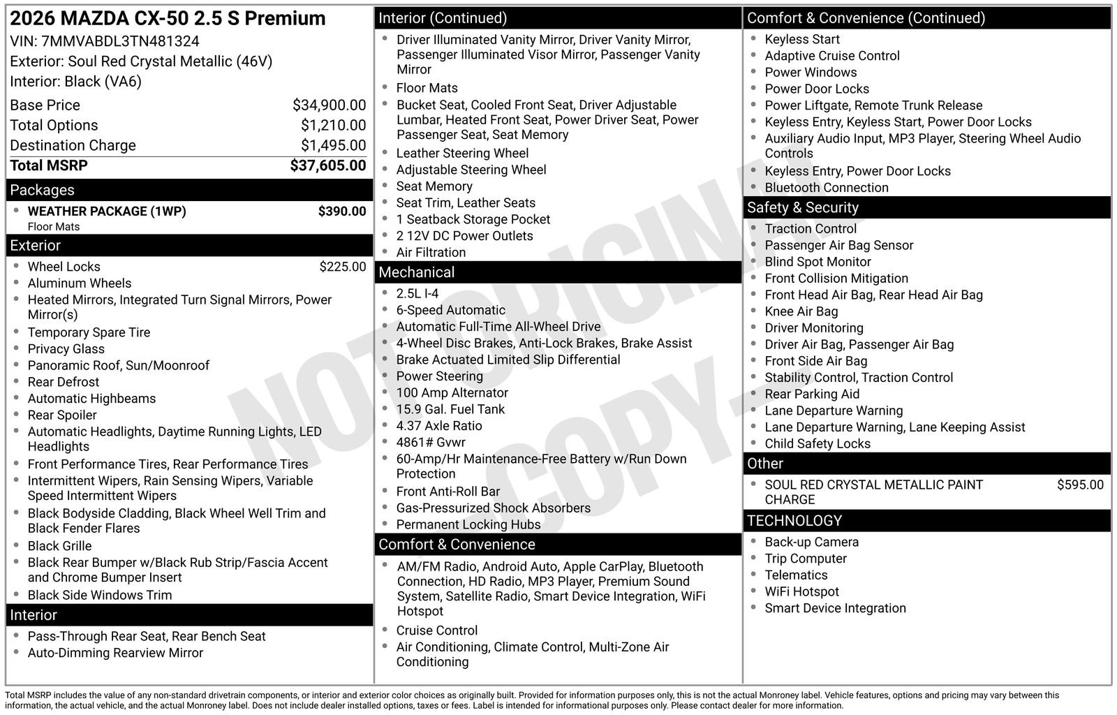 New 2026 MAZDA CX-50 AWD 2.5 S w/ Weather Package image 27