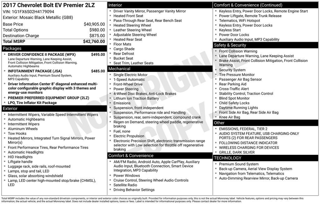 Used 2017 Chevrolet Bolt Premier w/ Driver Confidence II Package image 4