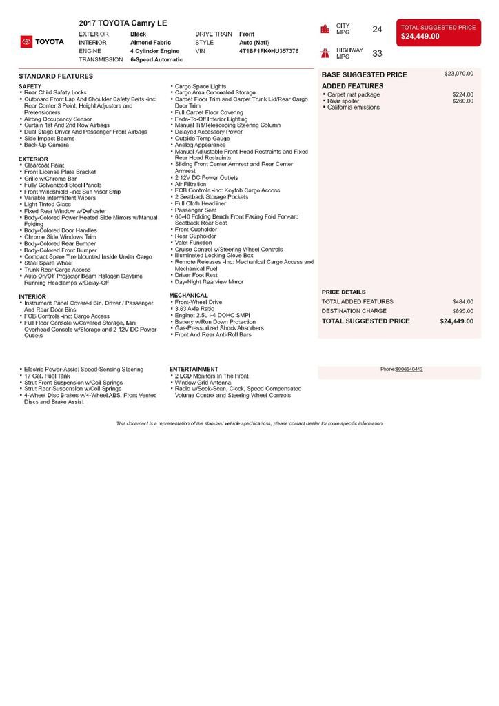 Used 2017 Toyota Camry LE image 3