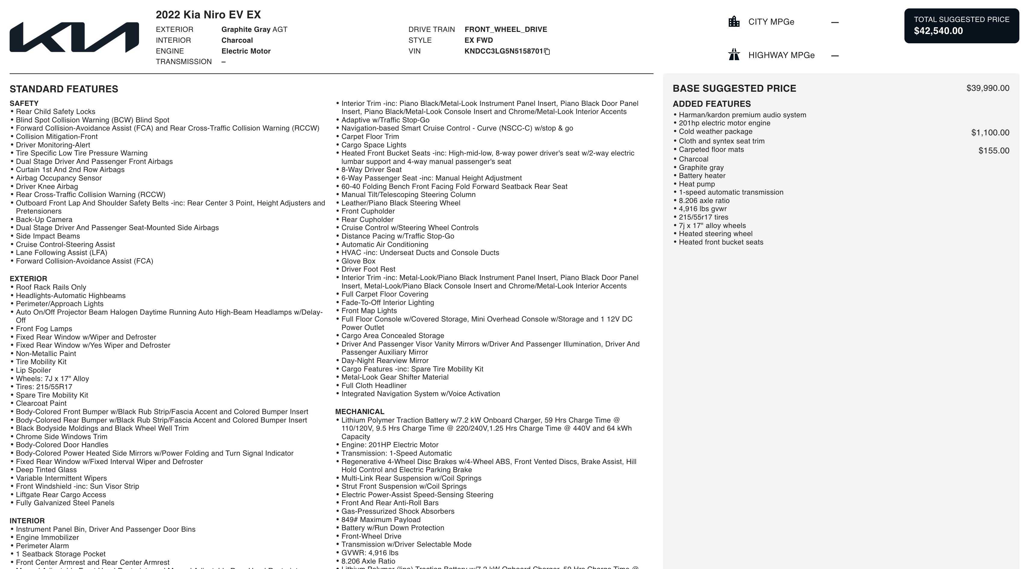 Used 2022 Kia Niro EX w/ Cold Weather Package image 2