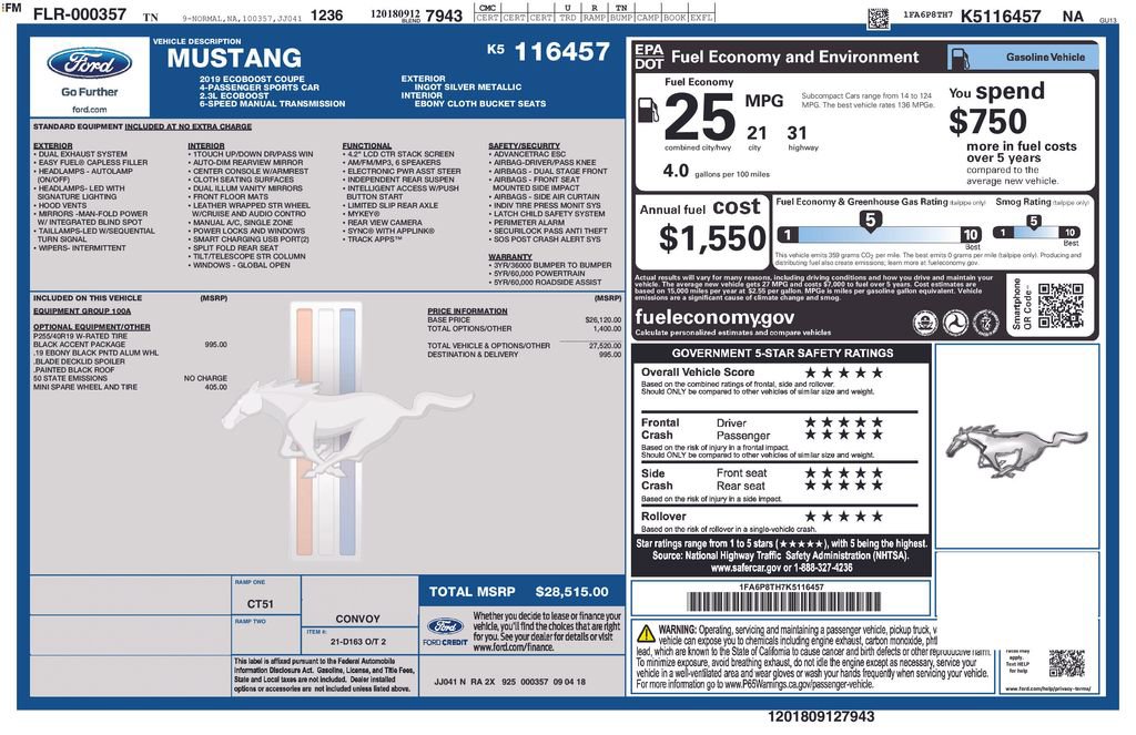 Used 2019 Ford Mustang Coupe w/ Black Accent Package image 26