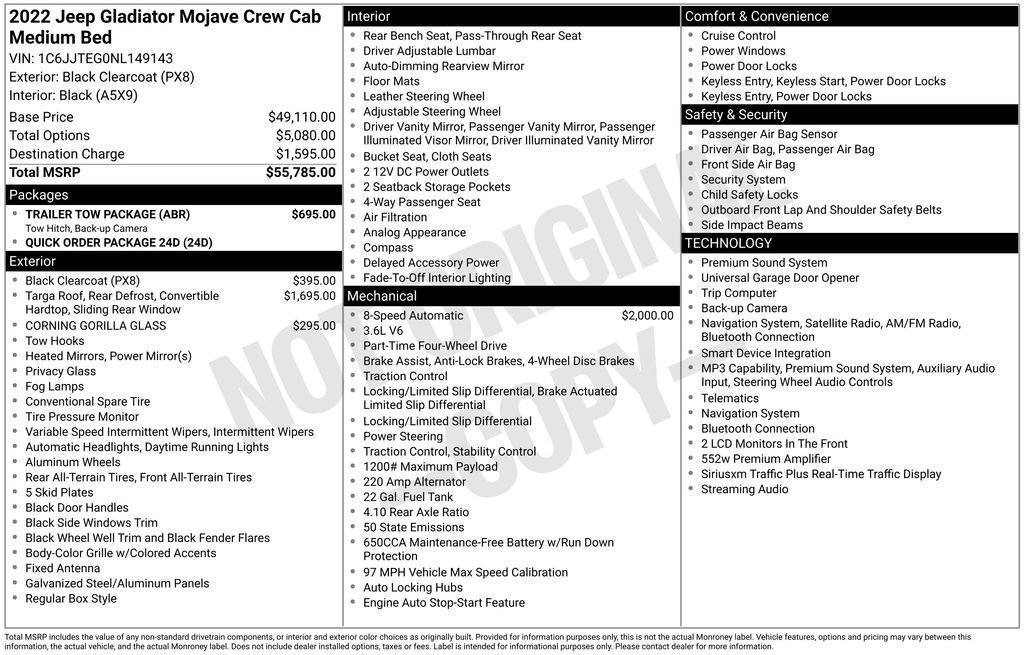 Used 2022 Jeep Gladiator Mojave w/ Trailer Tow Package AWD/4WD image 10