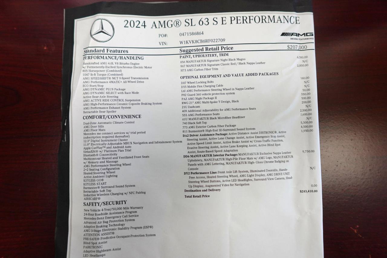 Used 2024 Mercedes-Benz SL 63 AMG S e Performance 4MATIC w/ Manufactur Interior Package image 25