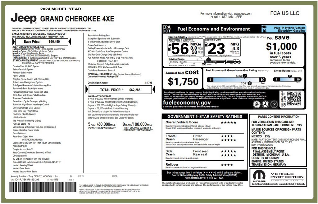 Used 2024 Jeep Grand Cherokee Limited 4xe AWD/4WD image 4