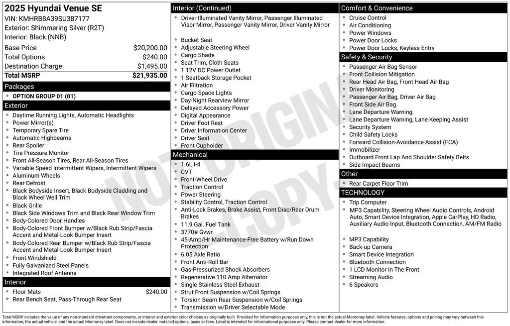 Certified 2025 Hyundai Venue SE FWD image 24