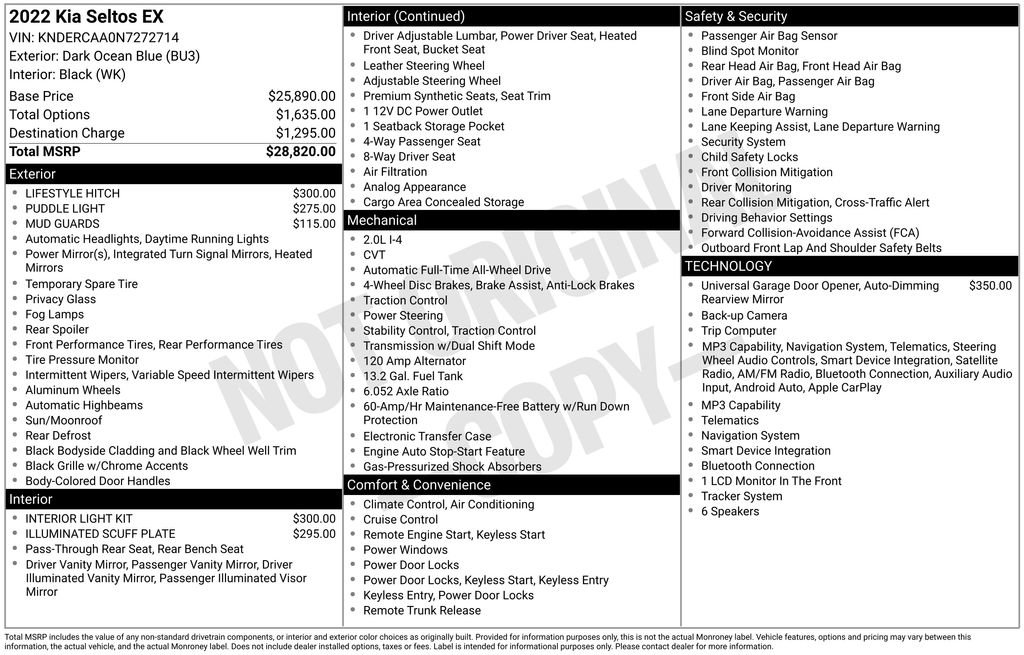 Certified 2022 Kia Seltos EX AWD/4WD image 11