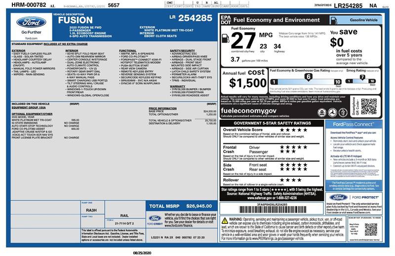 Used 2020 Ford Fusion SE FWD image 3