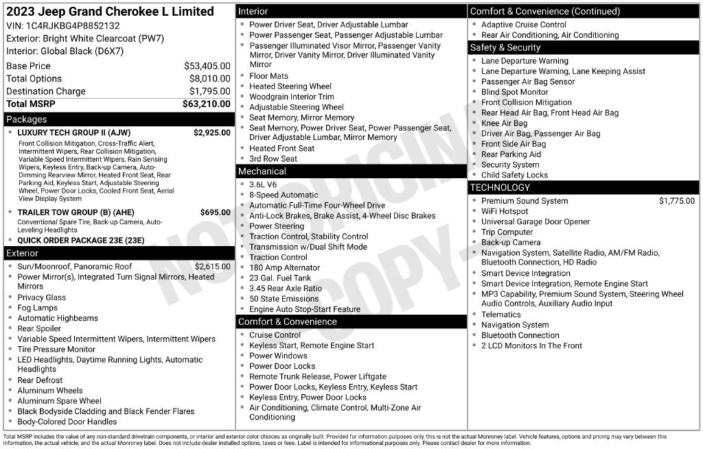 Certified 2023 Jeep Grand Cherokee L Limited w/ Luxury Tech Group II AWD/4WD image 45