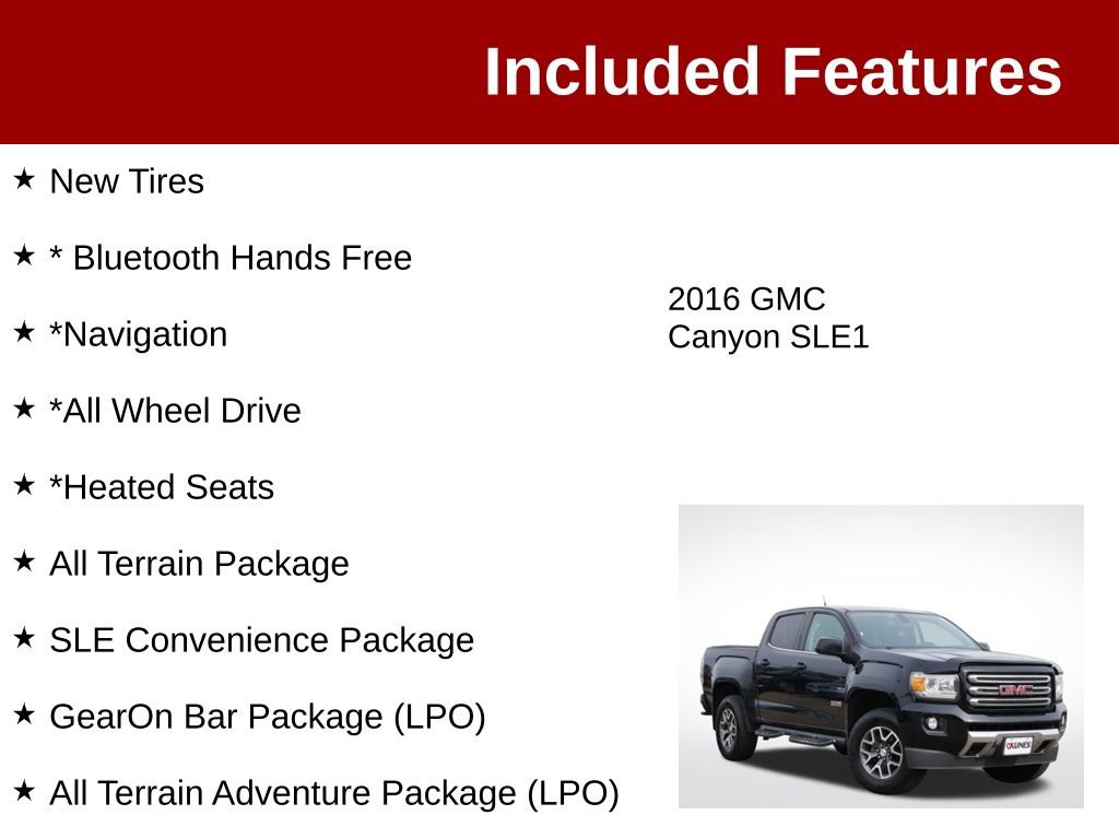 Used 2016 GMC Canyon SLE w/ All Terrain Adventure Package AWD/4WD image 3