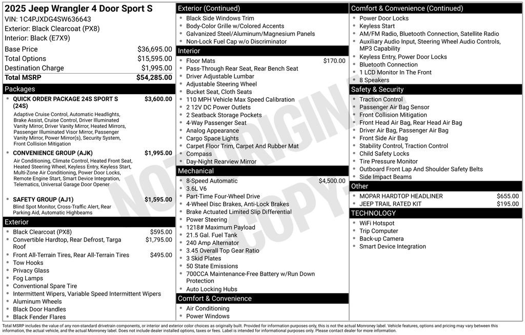 New 2025 Jeep Wrangler Unlimited Sport AWD/4WD image 6