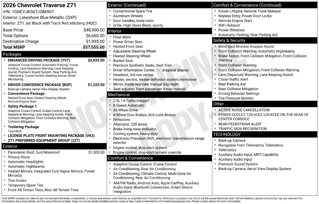 Used 2026 Chevrolet Traverse Z71 w/ Enhanced Driving Package AWD/4WD image 2
