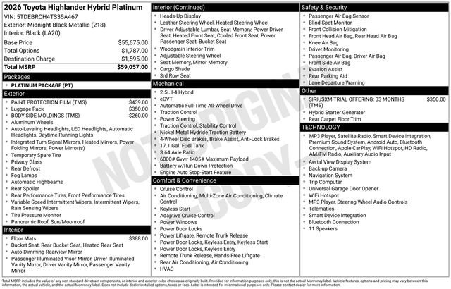New 2026 Toyota Highlander Platinum AWD/4WD image 2