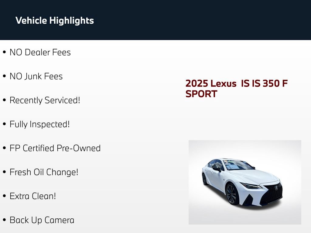 Used 2025 Lexus IS 350 F Sport w/ Navigation Package RWD image 78
