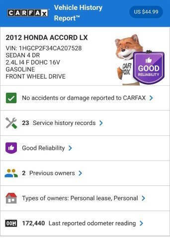 Used 2012 Honda Accord LX image 2