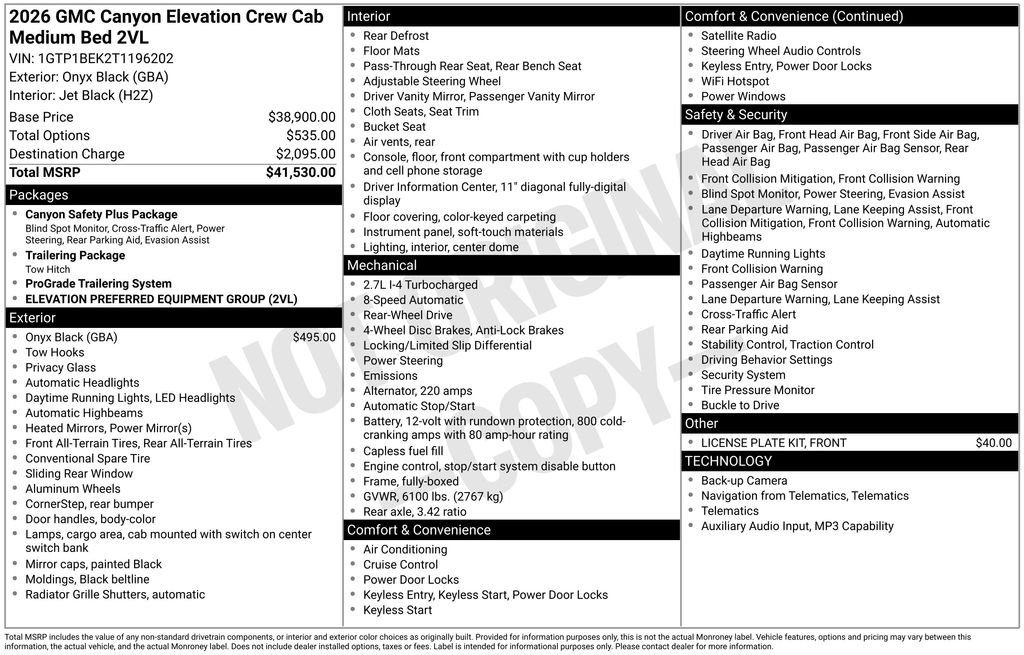Used 2026 GMC Canyon Elevation RWD image 29