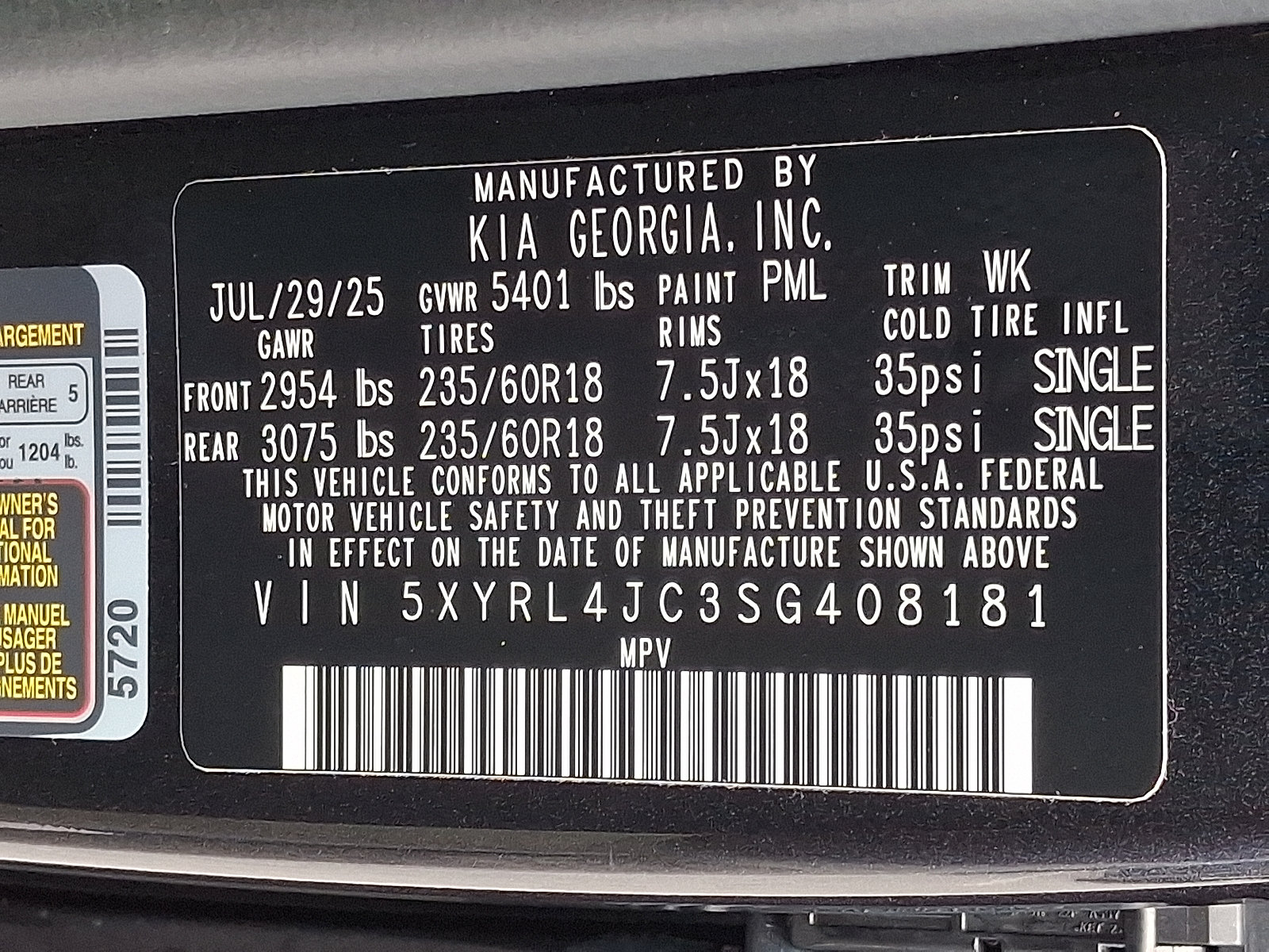 Certified 2025 Kia Sorento S w/ Panoramic Sunroof Package FWD image 28