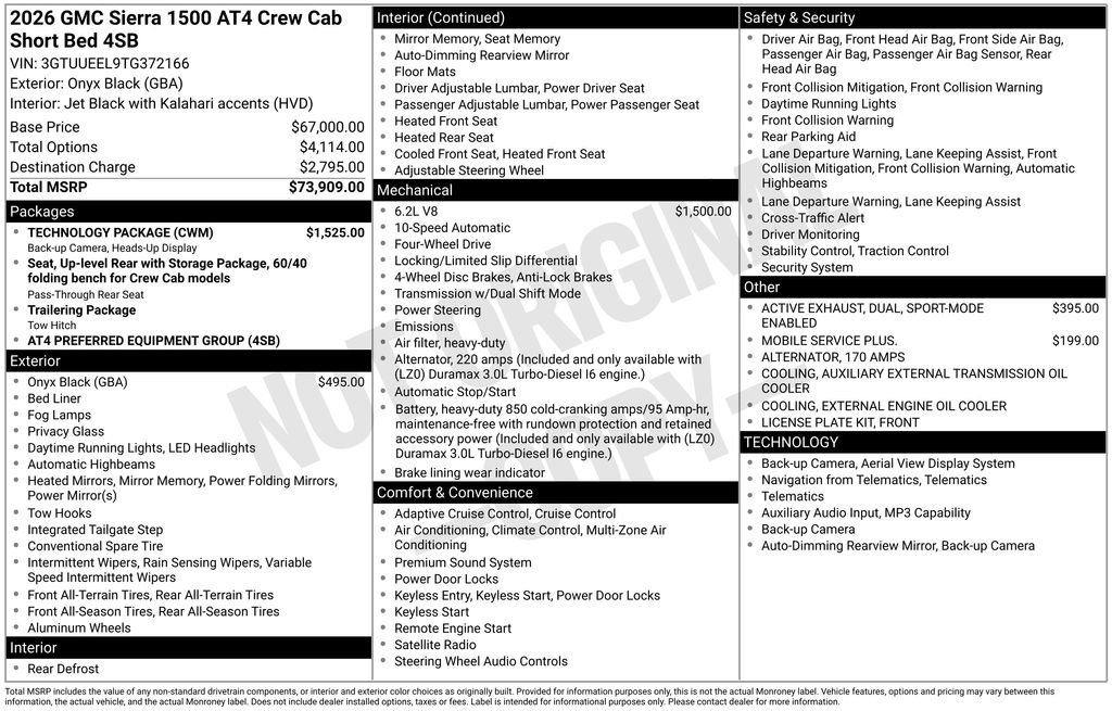 New 2026 GMC Sierra 1500 AT4 w/ Technology Package AWD/4WD image 16