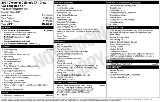 Used 2021 Chevrolet Colorado Z71 w/ Z71 Midnight Edition AWD/4WD image 6