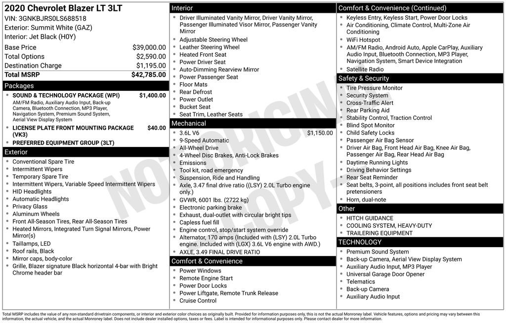 Used 2020 Chevrolet Blazer LT w/ Sound & Technology Package image 2