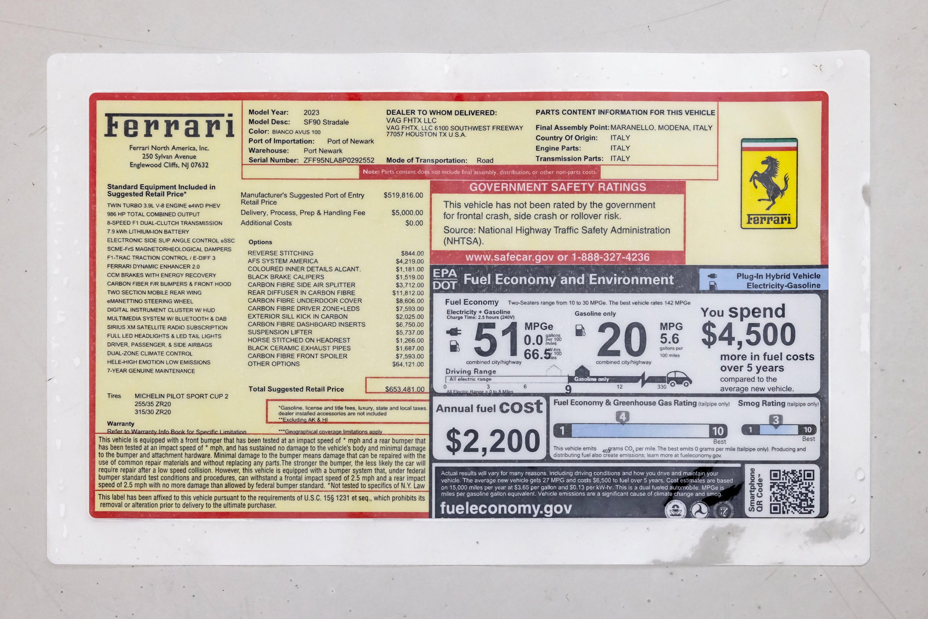 Certified 2023 Ferrari SF90 Stradale AWD/4WD image 77