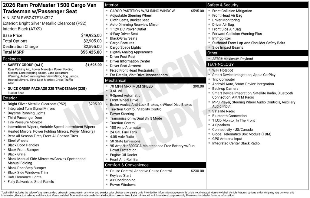 Used 2026 RAM ProMaster 1500 w/ Safety Group FWD image 30