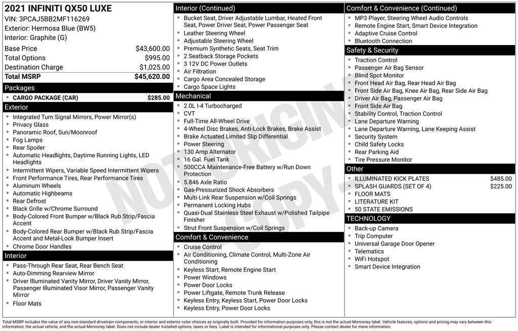 Used 2021 INFINITI QX50 Luxe w/ Cargo Package image 17