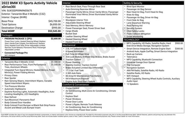 Used 2022 BMW X3 xDrive30i w/ Premium Package 2 AWD/4WD image 28
