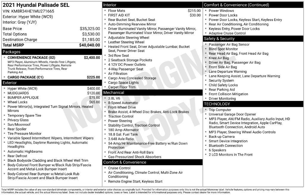 Used 2021 Hyundai Palisade SEL w/ Convenience Package FWD image 7