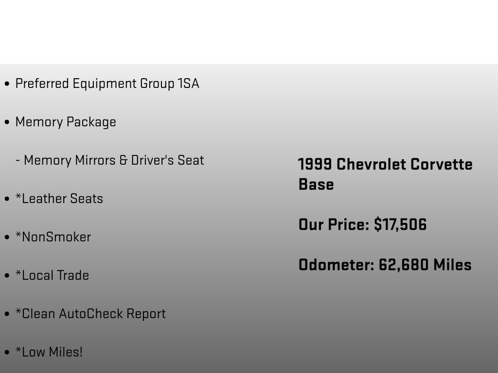 Used 1999 Chevrolet Corvette Convertible w/ Memory Pkg image 6