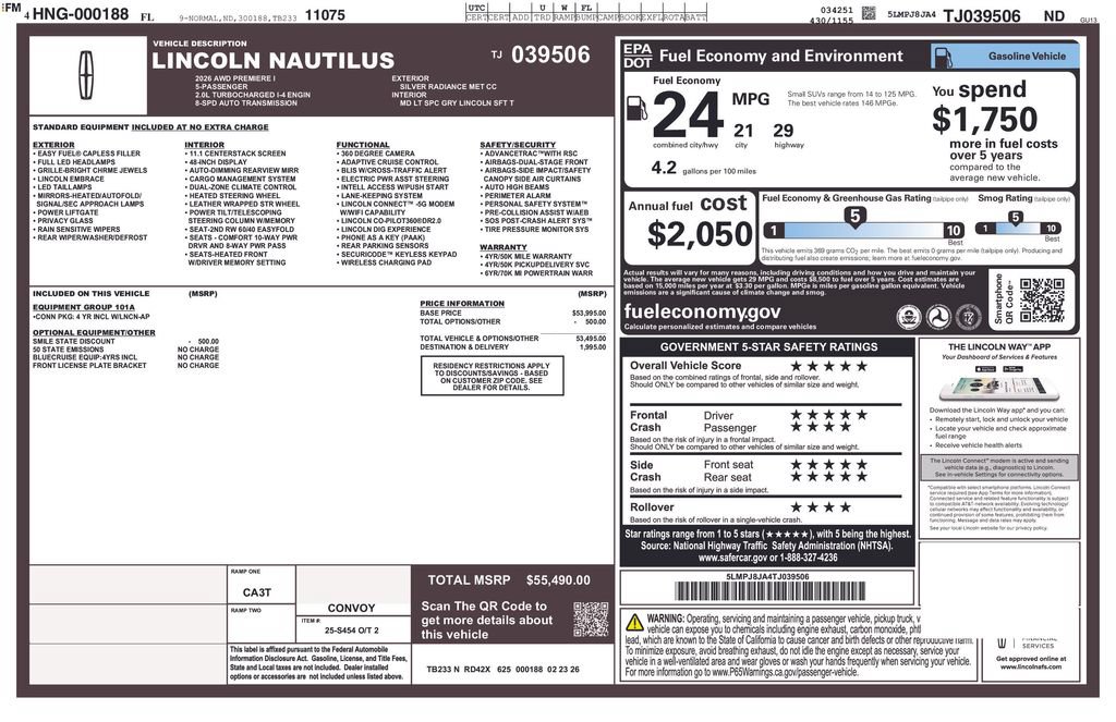New 2026 Lincoln Nautilus Premier AWD/4WD image 26