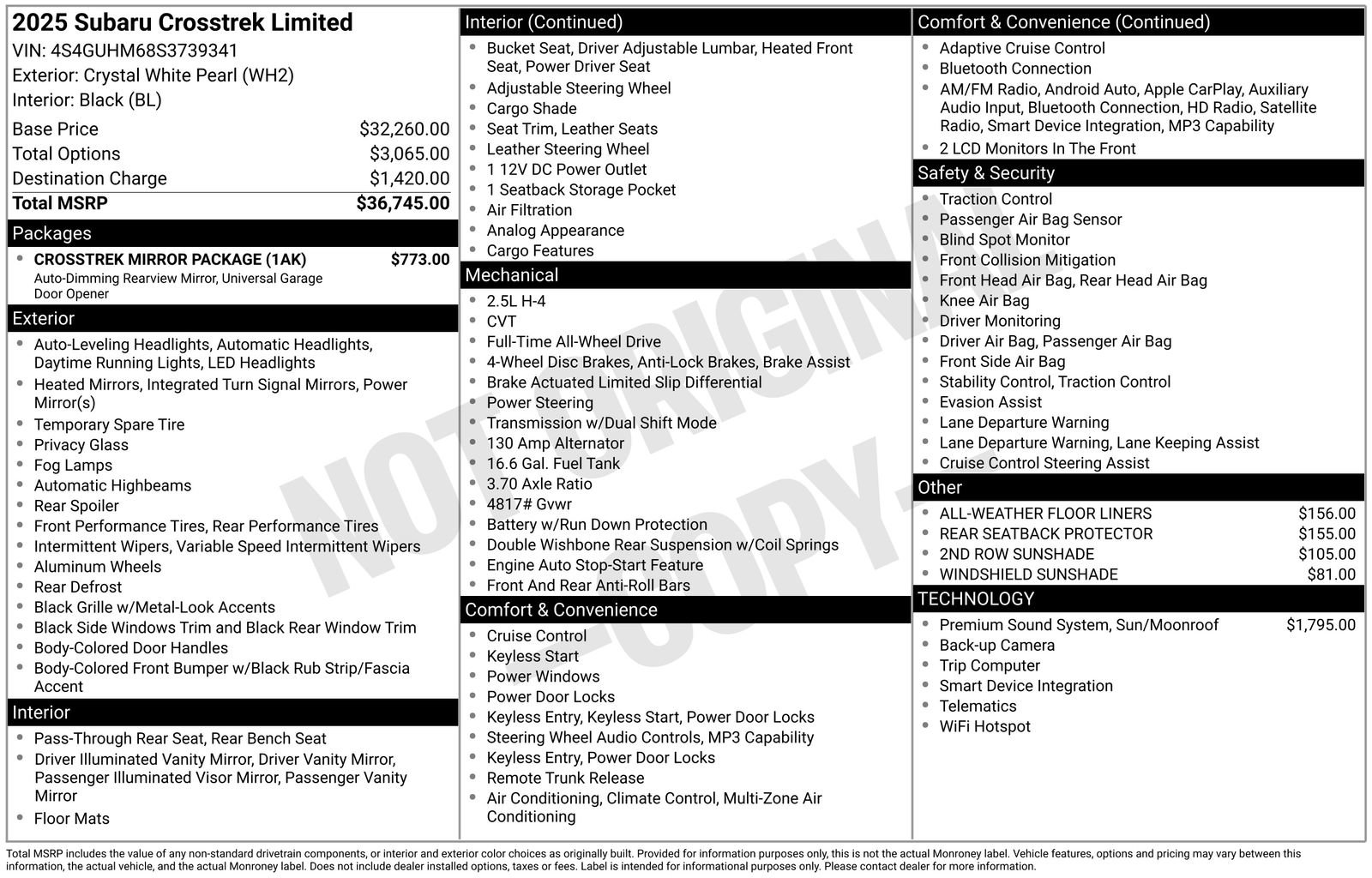 Certified 2025 Subaru Crosstrek 2.5i Limited w/ Crosstrek Mirror Package image 33