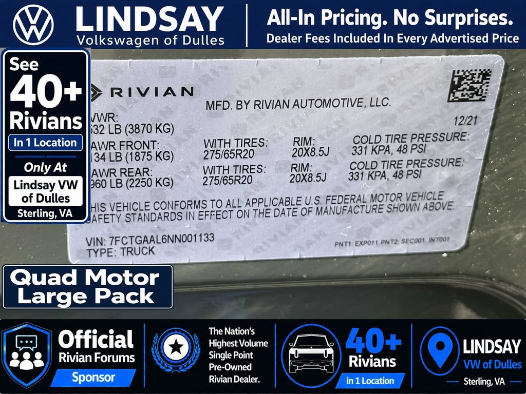 Used 2022 Rivian R1T Launch Edition AWD/4WD image 27